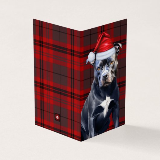 Bluenose Pitbull Dog Holiday Red Plaid Christmas (外部)