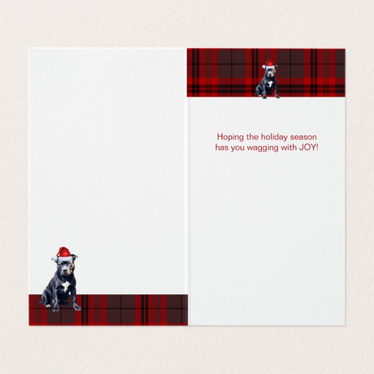 Bluenose Pitbull Dog Holiday Red Plaid Christmas (内部フラット)