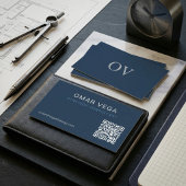 Blueprint Grid Minimal Modern QR Code | Consultant 名刺