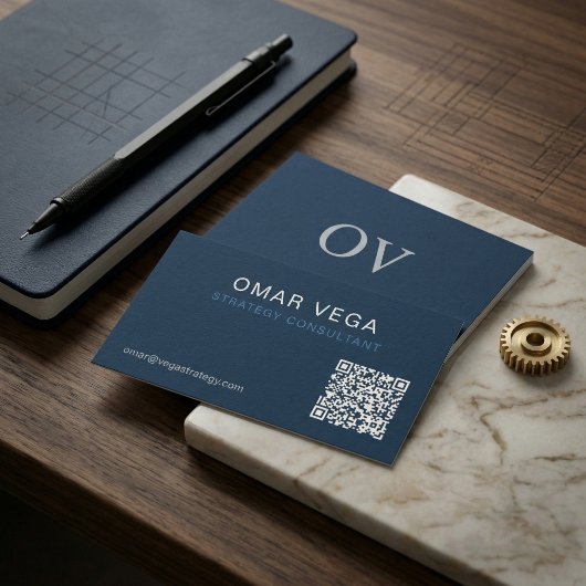 Blueprint Grid Minimal Modern QR Code | Consultant 名刺