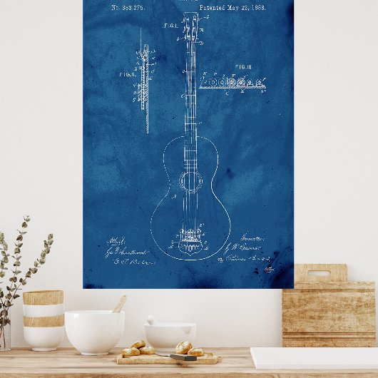 Blueprint Guitar Patent ポスター (キッチン)