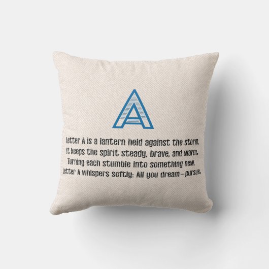 Blueprint Monogram Letter A クッション (裏面)