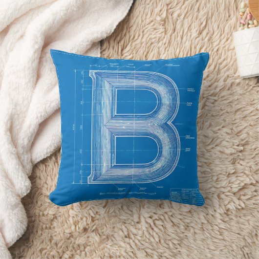 Blueprint Monogram Letter B クッション (ブランケット)