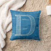 Blueprint Monogram Letter D クッション (ブランケット)