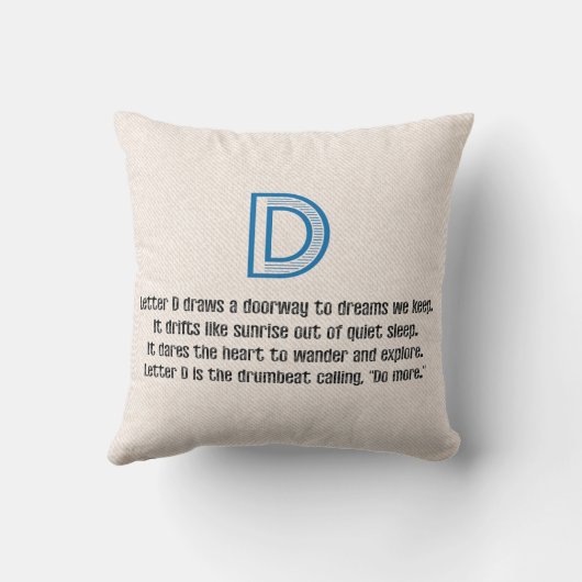 Blueprint Monogram Letter D クッション (裏面)