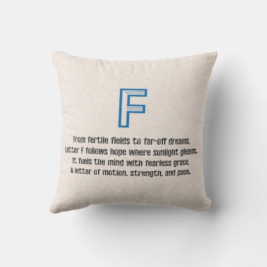 Blueprint Monogram Letter F クッション (裏面)