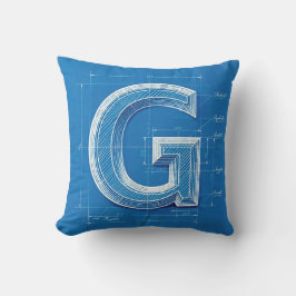 Blueprint Monogram Letter G クッション