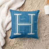 Blueprint Monogram Letter H クッション (ブランケット)