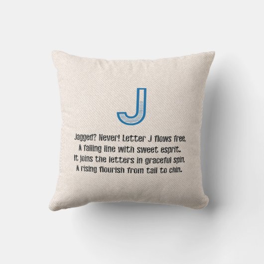 Blueprint Monogram Letter J クッション (裏面)