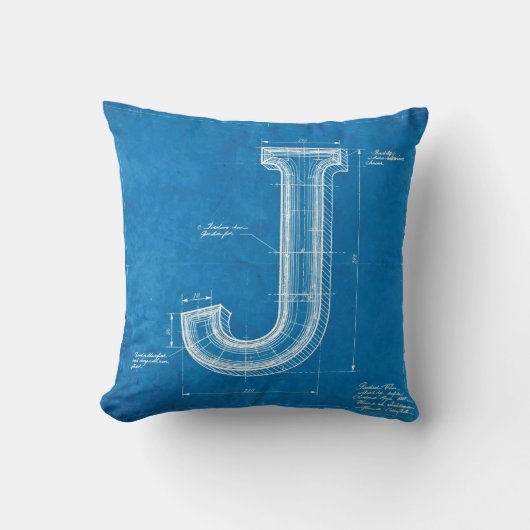 Blueprint Monogram Letter J クッション (正面)