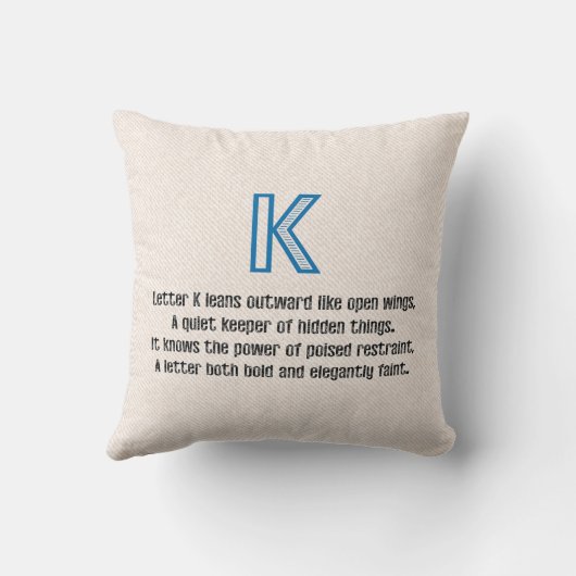 Blueprint Monogram Letter K クッション (裏面)