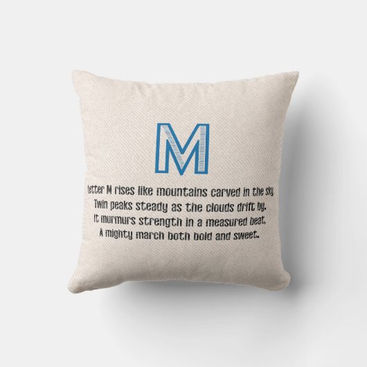 Blueprint Monogram Letter M クッション (裏面)