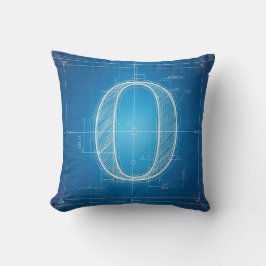 Blueprint Monogram Letter O クッション