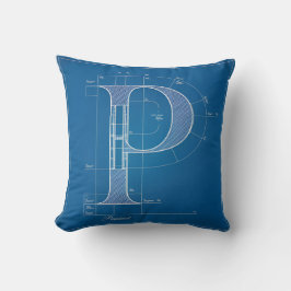 Blueprint Monogram Letter P クッション