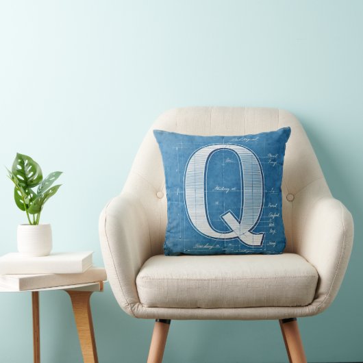 Blueprint Monogram Letter Q クッション (椅子)