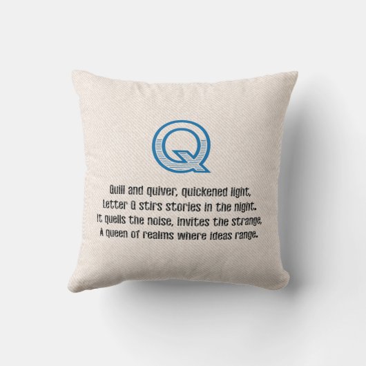 Blueprint Monogram Letter Q クッション (裏面)