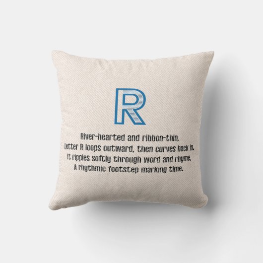 Blueprint Monogram Letter R クッション (裏面)