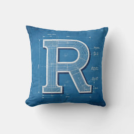 Blueprint Monogram Letter R クッション