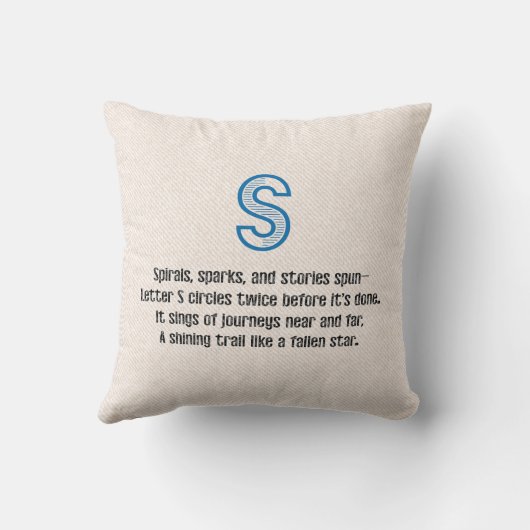 Blueprint Monogram Letter S クッション (裏面)