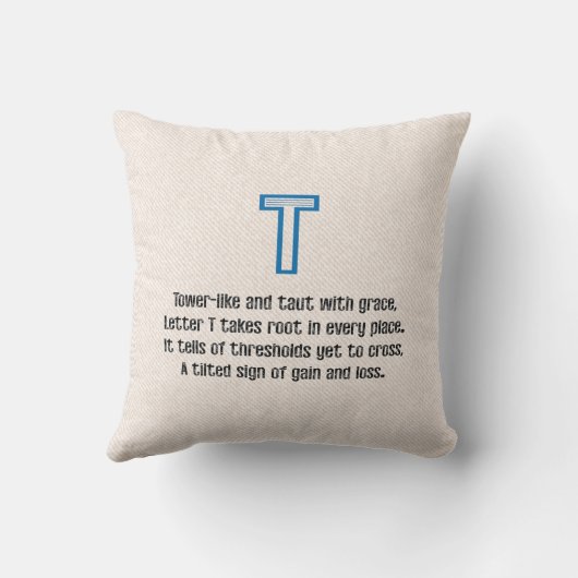 Blueprint Monogram Letter T クッション (裏面)