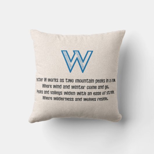 Blueprint Monogram Letter W クッション (裏面)
