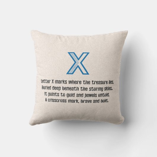 Blueprint Monogram Letter X クッション (裏面)