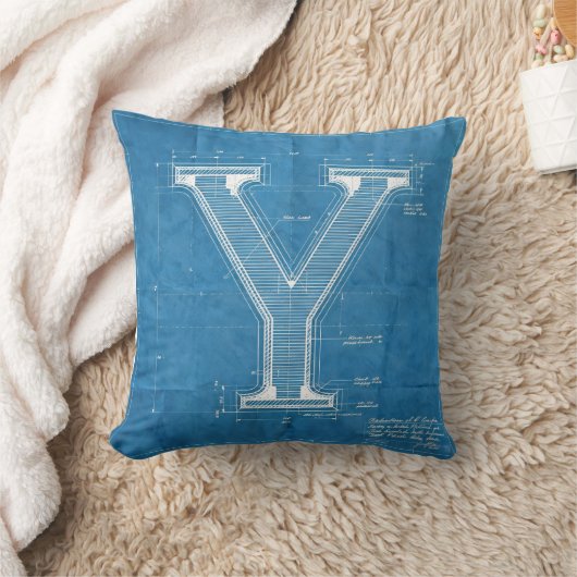 Blueprint Monogram Letter Y クッション (ブランケット)