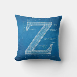 Blueprint Monogram Letter Z クッション