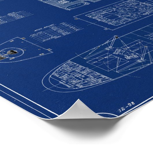 Blueprint of Lake Freighter SS War Dance Print ポスター (角)