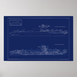 Blueprint of Submarine U.S.S. Croaker ポスター
