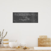 Blueprint of USS Rodney M. Davis FFG-60 ポスター (キッチン)