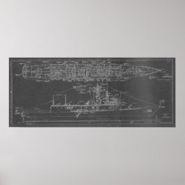 Blueprint of USS Rodney M. Davis FFG-60 ポスター