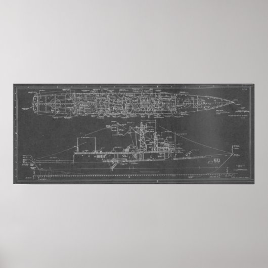 Blueprint of USS Rodney M. Davis FFG-60 ポスター (正面)