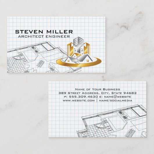 Blueprints | Architect Logo | Home Properties 名刺 (正面/裏面)