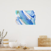 Blues 003抽象芸術水彩テクスチャ紙 ポスター (キッチン)