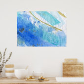 Blues 005抽象芸術水彩テクスチャ紙 ポスター (キッチン)