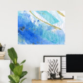 Blues 005抽象芸術水彩テクスチャ紙 ポスター (ホームオフィス)