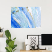 Blues 007抽象芸術水彩テクスチャ紙 ポスター (ホームオフィス)