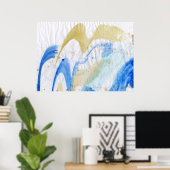 Blues 011抽象芸術水彩テクスチャ紙 ポスター (ホームオフィス)