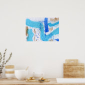 Blues 017抽象芸術水彩テクスチャ紙 ポスター (キッチン)