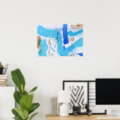 Blues 017抽象芸術水彩テクスチャ紙 ポスター (ホームオフィス)