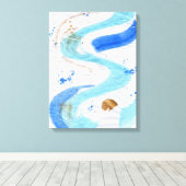 Blues 030抽象芸術水彩テクスチャキャンバス キャンバスプリント (インサイチュ (ウッドフロア))
