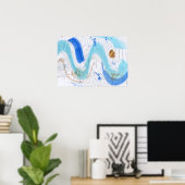 Blues 030抽象芸術水彩テクスチャ紙 ポスター (ホームオフィス)