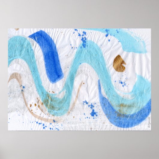 Blues 030抽象芸術水彩テクスチャ紙 ポスター (正面)