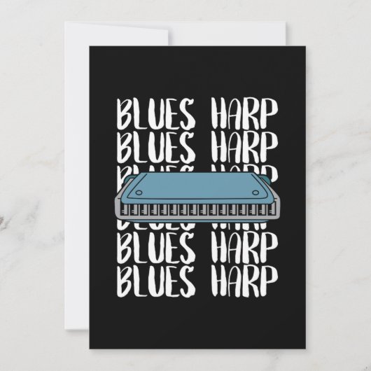 Blues Harp Harmonica Music Sound Instrument Gift 招待状 (正面)