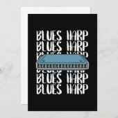 Blues Harp Harmonica Music Sound Instrument Gift 招待状 (正面/裏面)