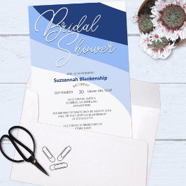 Blues Navy Carolina Robins Egg Horizontal Streams  招待状