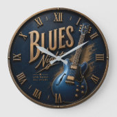 Blues Night Guitar Vintage Electric Guitar ラージ壁時計 (正面)
