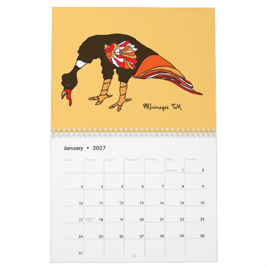 BlueSkyの七面鳥2013のカレンダー カレンダー (1月 2027)