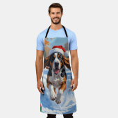 Bluestick Conhound走 Christmasと雪の中 エプロン (着用した状態)